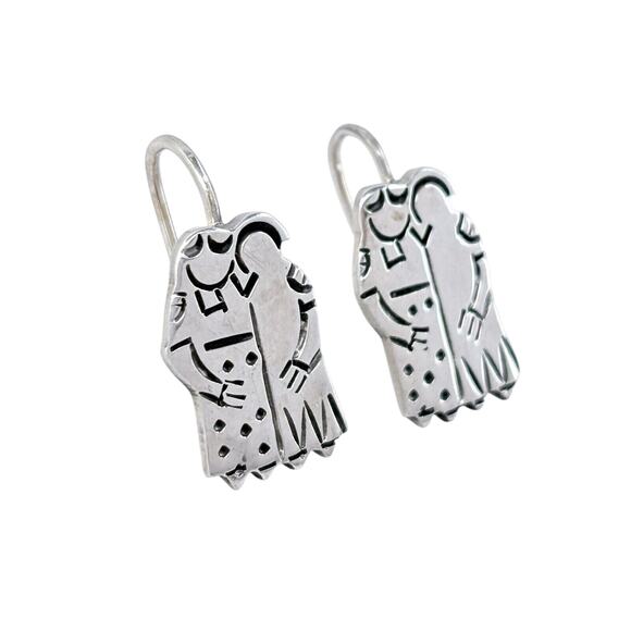 Embracing Couple Drop Earrings | Vintage Sterling Silver 925 - Picture 3 of 7